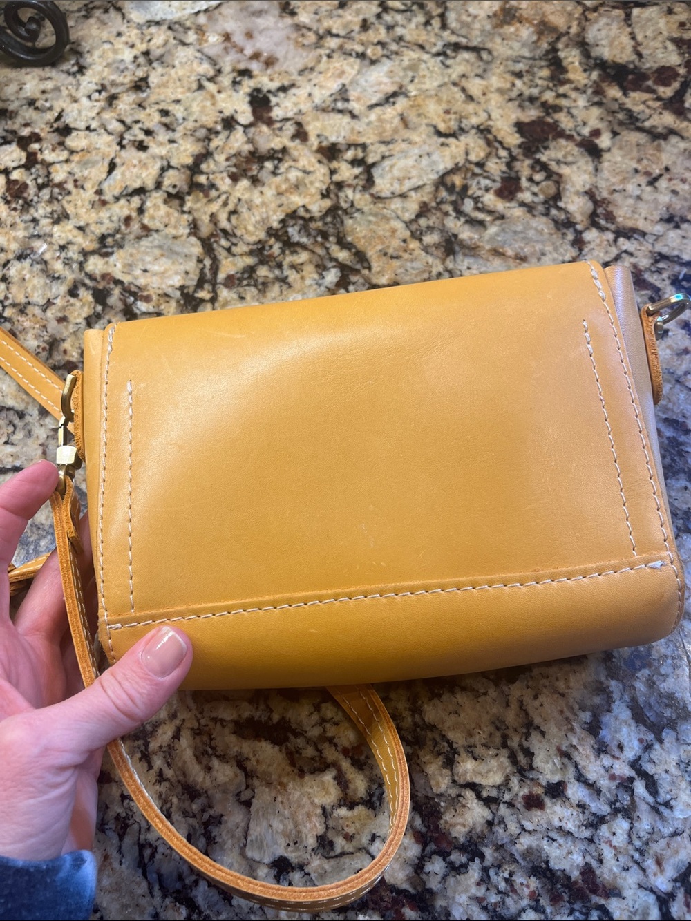 Portland Leather Yellow-Tan Crossbody Bag - Picture 4 of 5